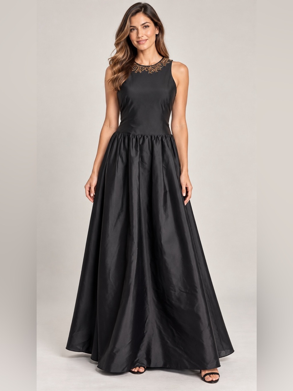 Donna Karan New York Black Embellished Evening Gown Size 6